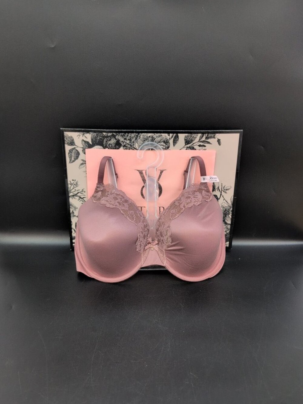 Victoria Secret Lace Trim Lightly Lined Full Coverage Bra 36DDD Vintage Rose